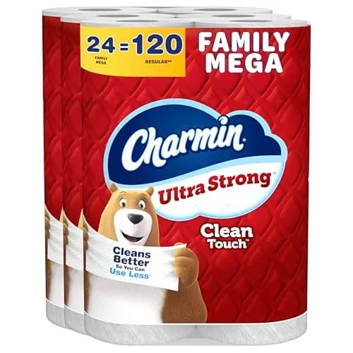 Charmin Ultra Strong Clean Touch Toilet Paper 24 Family Mega Rolls (6600 Sheets) | 4X Stronger When Wet thumbnail 1
