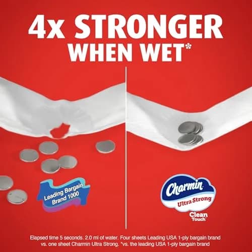 Charmin Ultra Strong Clean Touch Toilet Paper 24 Family Mega Rolls (6600 Sheets) | 4X Stronger When Wet thumbnail 5