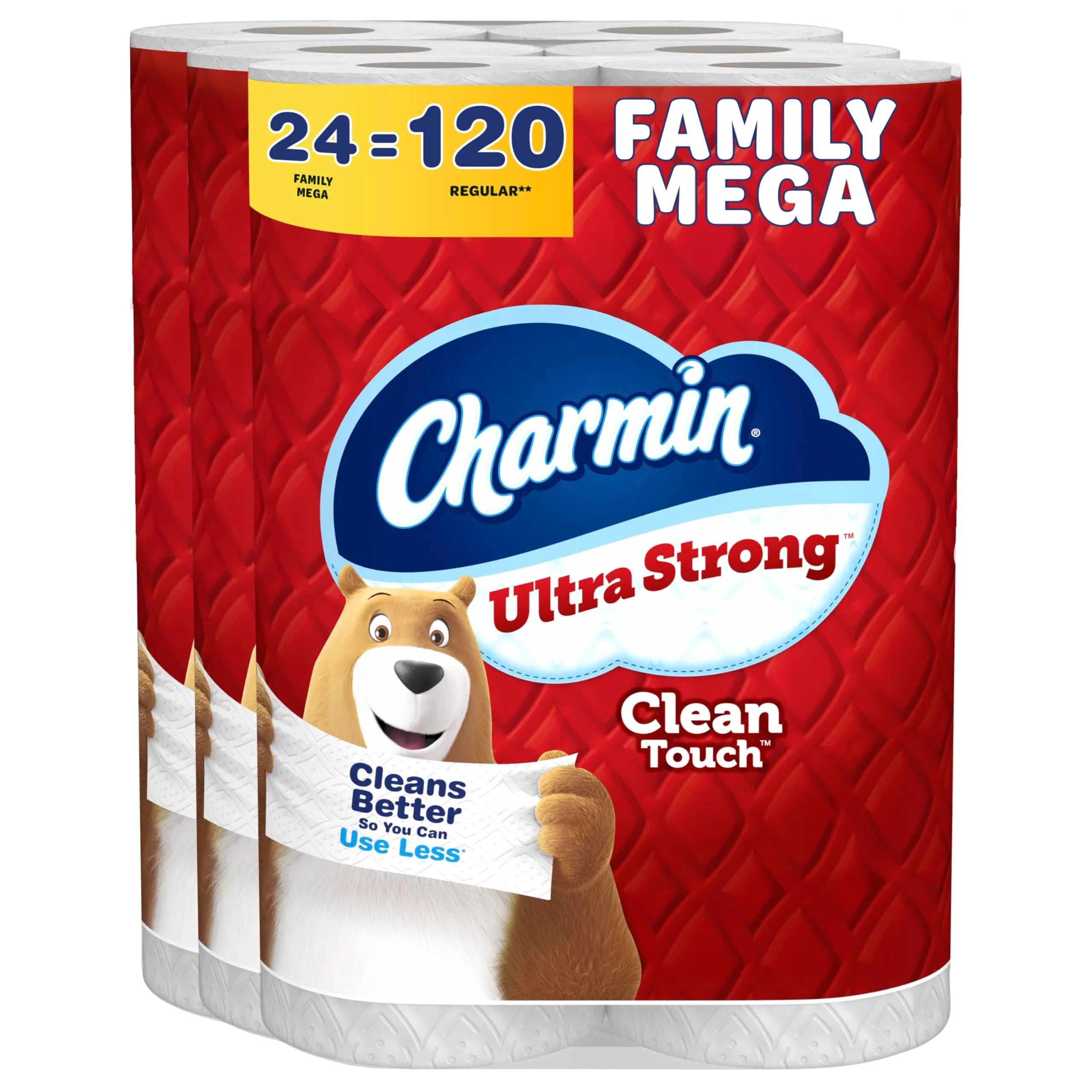 Charmin Ultra Strong Clean Touch Toilet Paper 24 Family Mega Rolls (6600 Sheets) | 4X Stronger When Wet - main product image