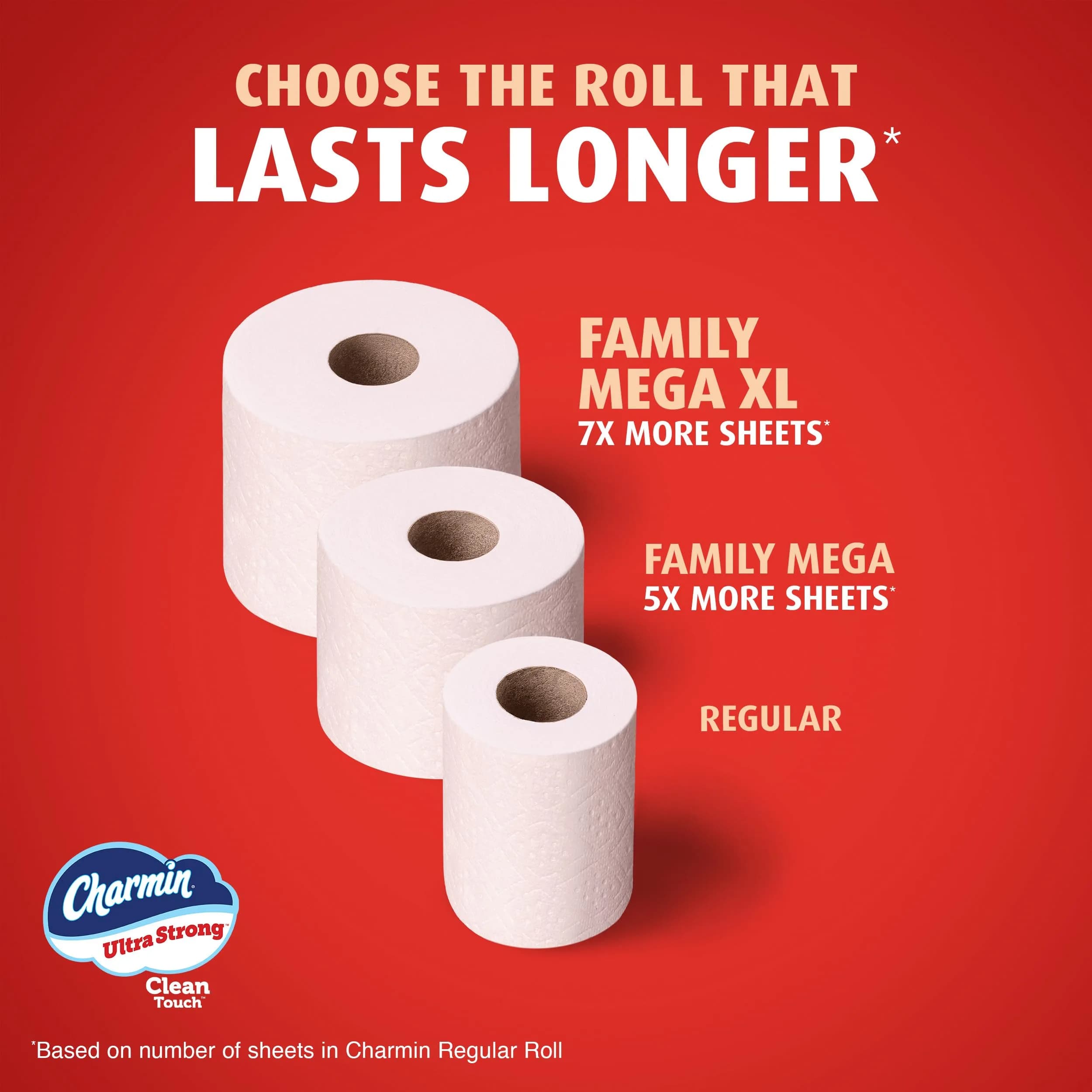 Charmin Ultra Strong Clean Touch Toilet Paper 24 Family Mega Rolls (6600 Sheets) | 4X Stronger When Wet - view 7