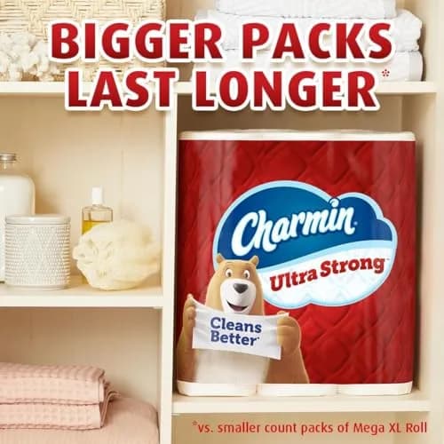 Charmin Ultra Strong Clean Touch Toilet Paper 24 Family Mega Rolls (6600 Sheets) | 4X Stronger When Wet thumbnail 9
