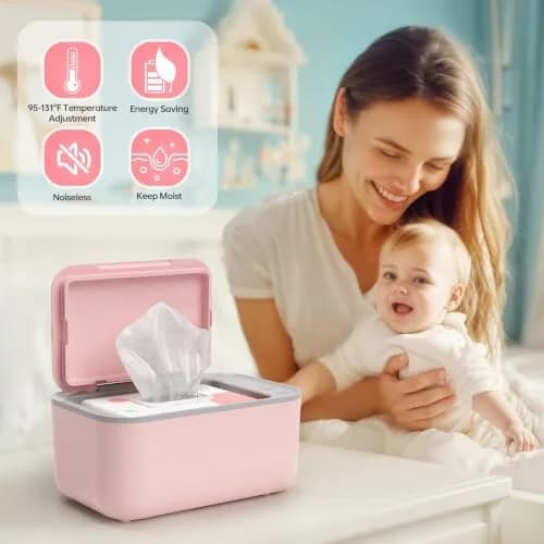 Chefhandy Pink Baby Wipe Warmer with 3 Temperature Settings, Large Capacity | Surround Heating for Even Warmth thumbnail 8