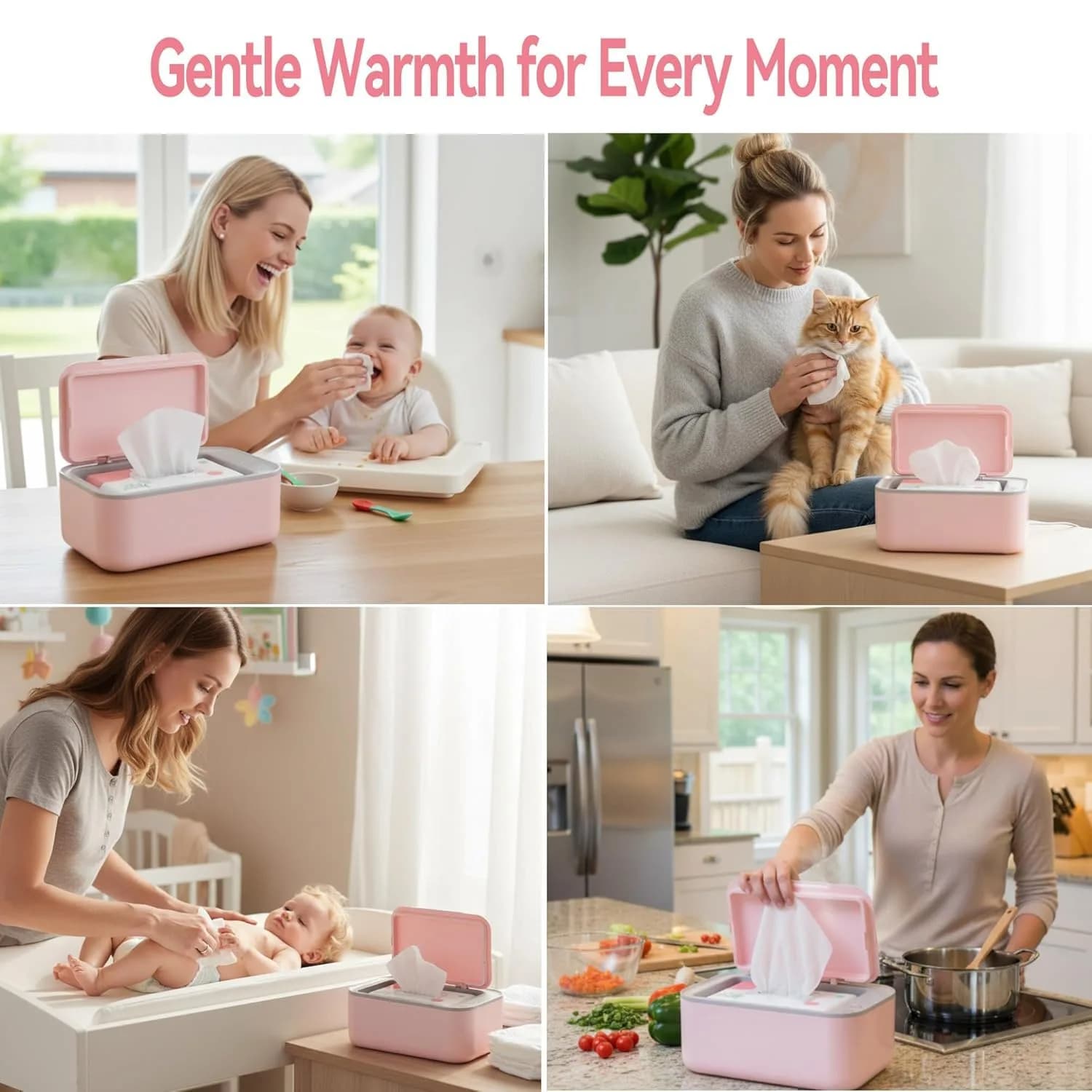 Chefhandy Pink Baby Wipe Warmer with 3 Temperature Settings, Large Capacity | Surround Heating for Even Warmth thumbnail 3