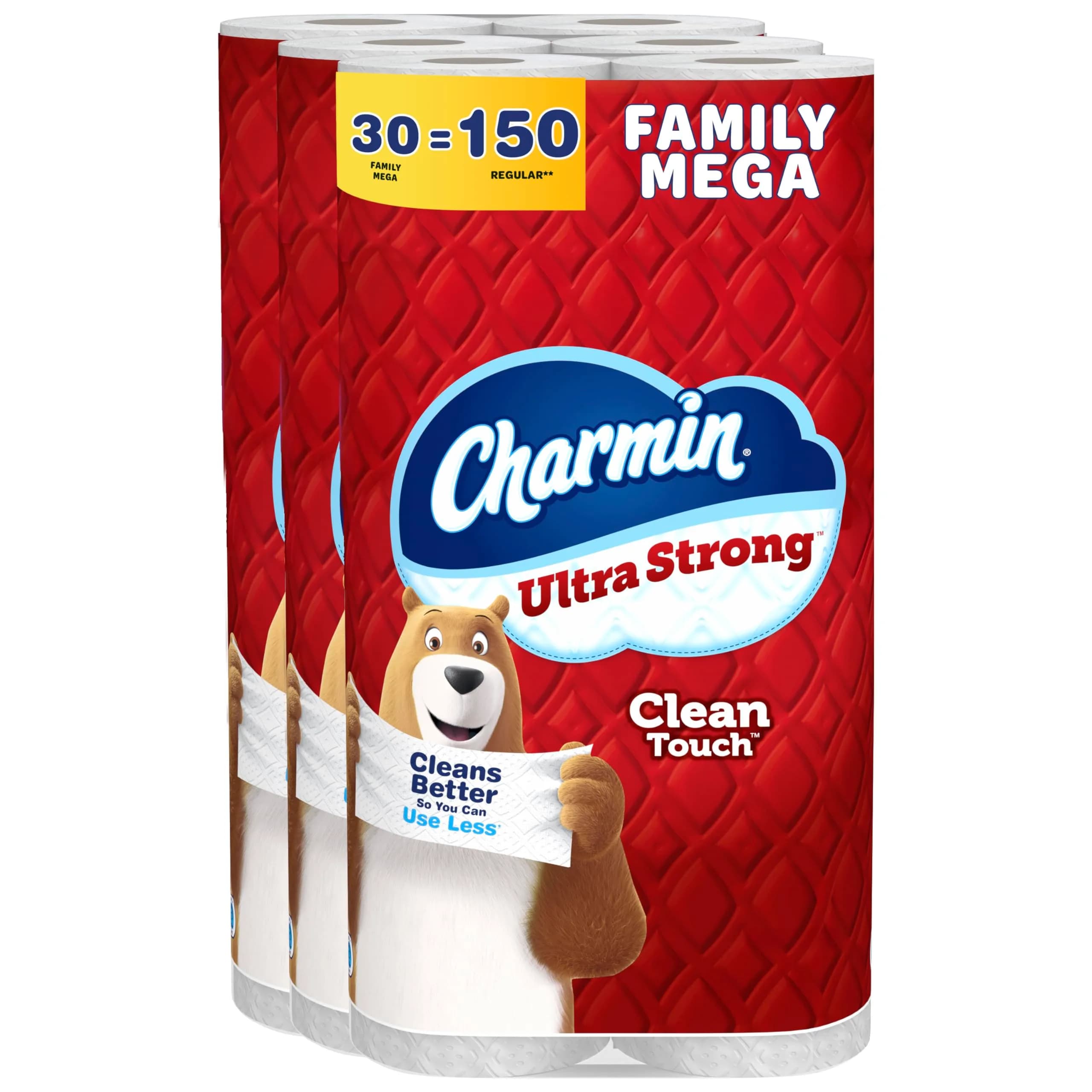Charmin Ultra Strong Clean Touch Toilet Paper 30 Family Mega Rolls (8250 Sheets) | 4X Stronger When Wet — Family Mega