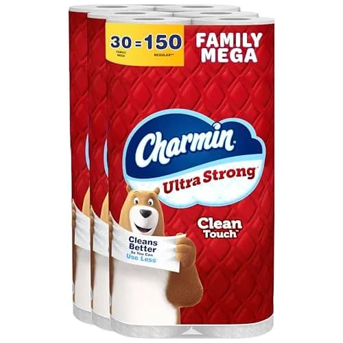 Charmin Ultra Strong Clean Touch Toilet Paper 30 Family Mega Rolls (8250 Sheets) | 4X Stronger When Wet thumbnail 1