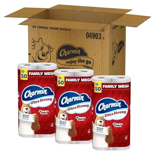Charmin Ultra Strong Clean Touch Toilet Paper 30 Family Mega Rolls (8250 Sheets) | 4X Stronger When Wet thumbnail 9