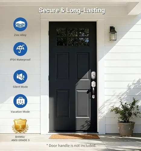 Veise Deadbolt Keypad Lock Satin Nickel | Keyless Entry, Auto Lock & Weatherproof (70-120 chars) thumbnail 9