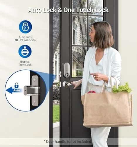 Veise Deadbolt Keypad Lock Satin Nickel | Keyless Entry, Auto Lock & Weatherproof (70-120 chars) thumbnail 4