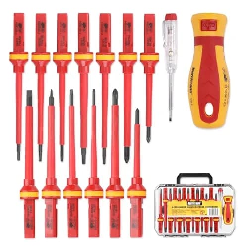 HURRICANE 1000V Insulated Screwdriver Set, 15-Piece Professional Electrician Tool Kit with Magnetic Tips thumbnail 1