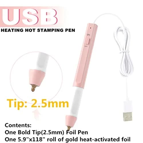 CYFUN DESIGN Heated Foil Pen and Glimmer Foil Roll Set | 2.5mm Bold Tip, USB Powered, for Card Making & Scrapbooking thumbnail 2
