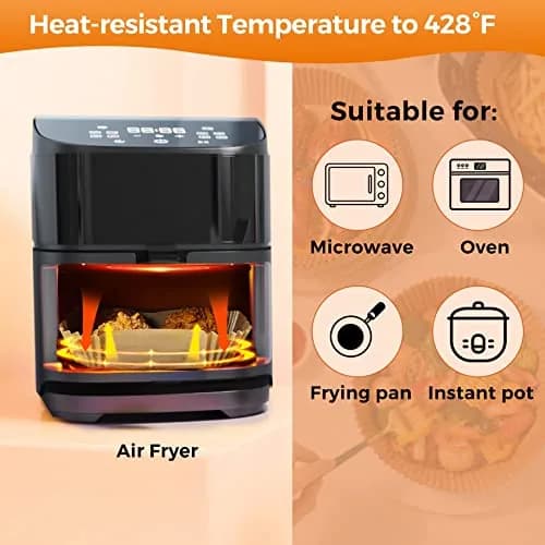 ctizne Disposable Air Fryer Liners 6.5" Square | Greaseproof, Waterproof & Non-Stick for 3-5QT thumbnail 4