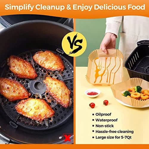 ctizne Disposable Air Fryer Liners 6.5" Square | Greaseproof, Waterproof & Non-Stick for 3-5QT thumbnail 5
