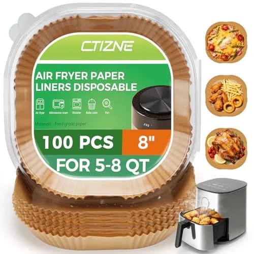ctizne Air Fryer Liners Disposable 8" Square | Leak-Proof, Food-Grade, 100Pcs for 5-8 QT thumbnail 1