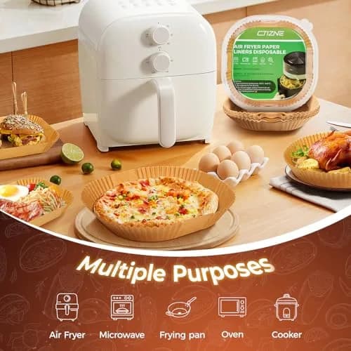 ctizne Air Fryer Liners Disposable 8" Square | Leak-Proof, Food-Grade, 100Pcs for 5-8 QT thumbnail 4