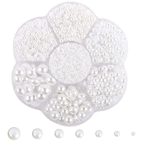BrainKer 5700 Pcs Craft Bead Half Flatback Pearls | Acrylic White Jewelry & Nail Art (70-120c) thumbnail 1