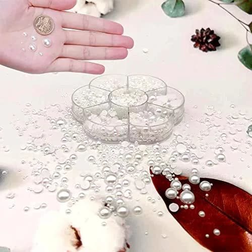 BrainKer 5700 Pcs Craft Bead Half Flatback Pearls | Acrylic White Jewelry & Nail Art (70-120c) thumbnail 6