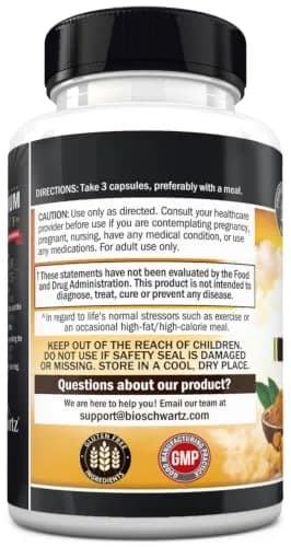 BioSchwartz Turmeric Curcumin with Black Pepper Extract 1500mg 180 Capsules | Advanced Formula for Absorption & Joint Support thumbnail 7