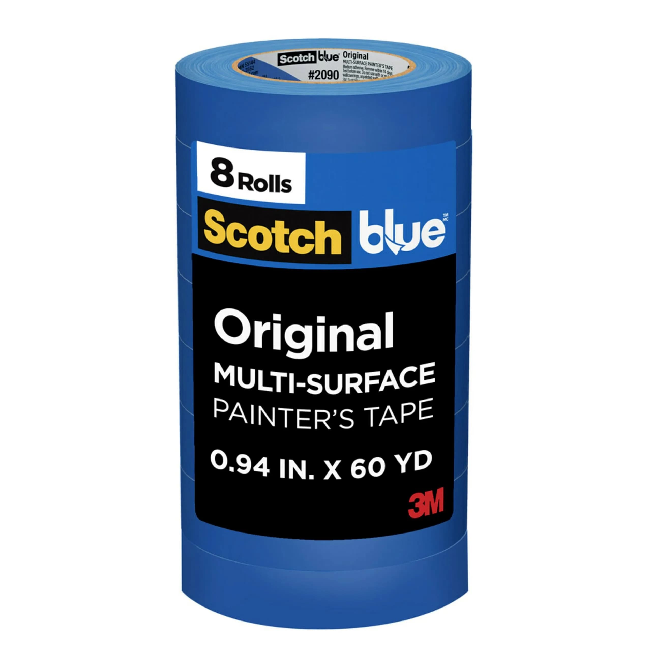 ScotchBlue Original Multi-Surface Painter's Tape 2.4cm (0.94") x 54.9m (60 Yds) Rolls | 14-Day Clean Removal — Painter's Tape / 0.94" Width / 8 rolls