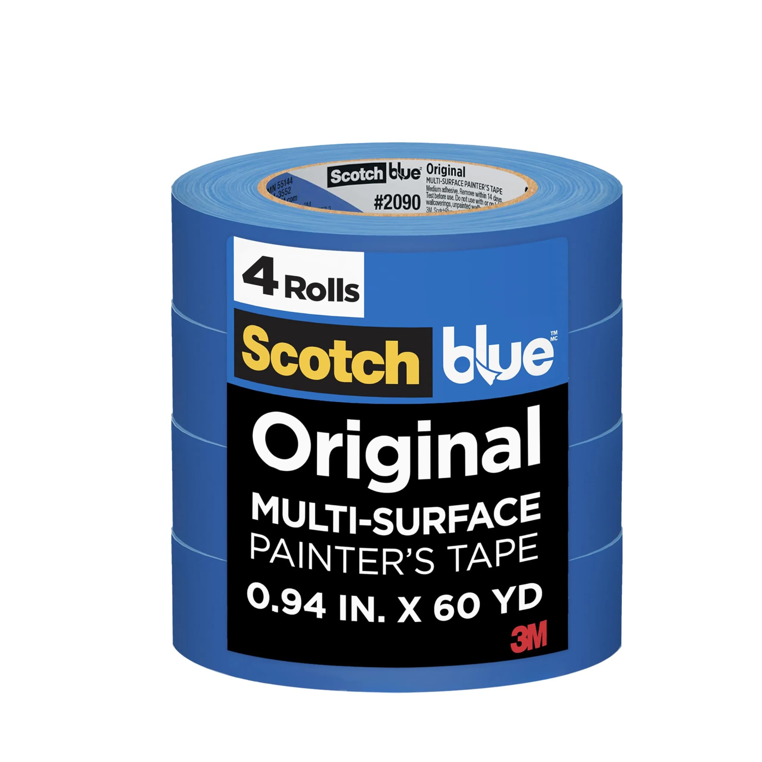 ScotchBlue Original Painter's Tape 24mm x 54.8m (0.94 in x 60 yd) 4 Rolls | Multi-Surface Clean Removal Tape - main product image