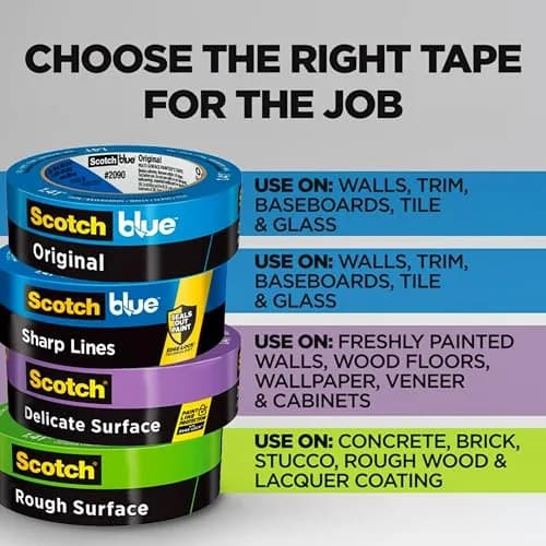 ScotchBlue Original Painter's Tape 24mm x 54.8m (0.94 in x 60 yd) 4 Rolls | Multi-Surface Clean Removal Tape thumbnail 3