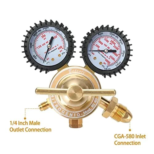 BETOOLL Nitrogen Regulator - Gauge with 78.7" Hose, 0-600 PSI Brass Inlet Outlet | Accurate Pressure Control thumbnail 2