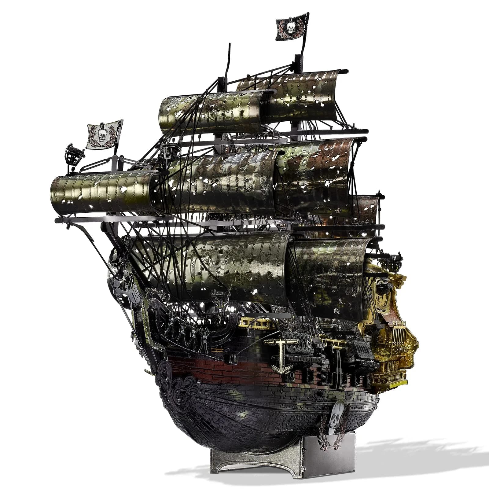 Piececool Queen Anne's Revenge Pirate Ship 3D Metal Puzzle Model Kit | 439 Pieces, Stainless Steel