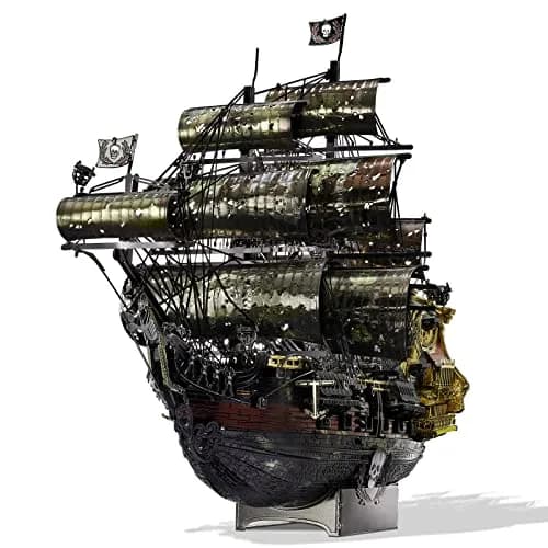Piececool Queen Anne's Revenge Pirate Ship 3D Metal Puzzle Model Kit | 439 Pieces, Stainless Steel thumbnail 1