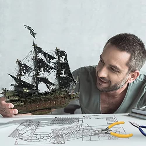 Piececool Metal 3D Puzzles Flying Dutchman Pirate Ship Model Kit 369 Pieces | Challenging Metal Craft for Adults & Teens thumbnail 3