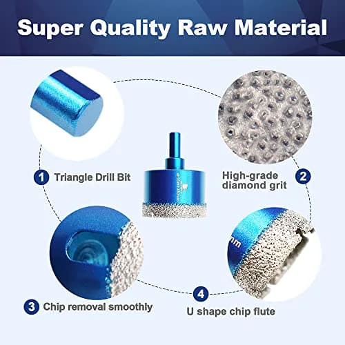 BRSCHNITT Dry Diamond Core Drill Bit Set 50mm | Precise Porcelain & Stone Drilling thumbnail 2
