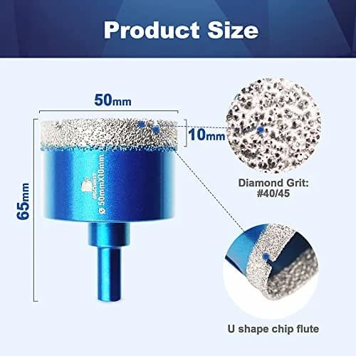 BRSCHNITT Dry Diamond Core Drill Bit Set 50mm | Precise Porcelain & Stone Drilling thumbnail 3