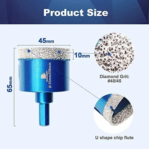 BRSCHNITT Diamond Core Drill Bit Set 45mm | Precise Porcelain Tile & Stone Cutting thumbnail 3