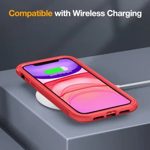 Miracase Glass Series for iPhone 11 Case 6.1 inch | Rugged Full-Body Bumper with Tempered Glass & Camera Protector, Red thumbnail 5