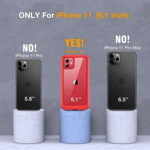 Miracase Glass Series for iPhone 11 Case 6.1 inch | Rugged Full-Body Bumper with Tempered Glass & Camera Protector, Red thumbnail 6