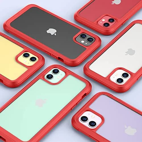 Miracase Glass Series for iPhone 11 Case 6.1 inch | Rugged Full-Body Bumper with Tempered Glass & Camera Protector, Red thumbnail 7