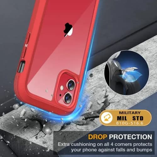 Miracase Glass Series for iPhone 11 Case 6.1 inch | Rugged Full-Body Bumper with Tempered Glass & Camera Protector, Red thumbnail 3