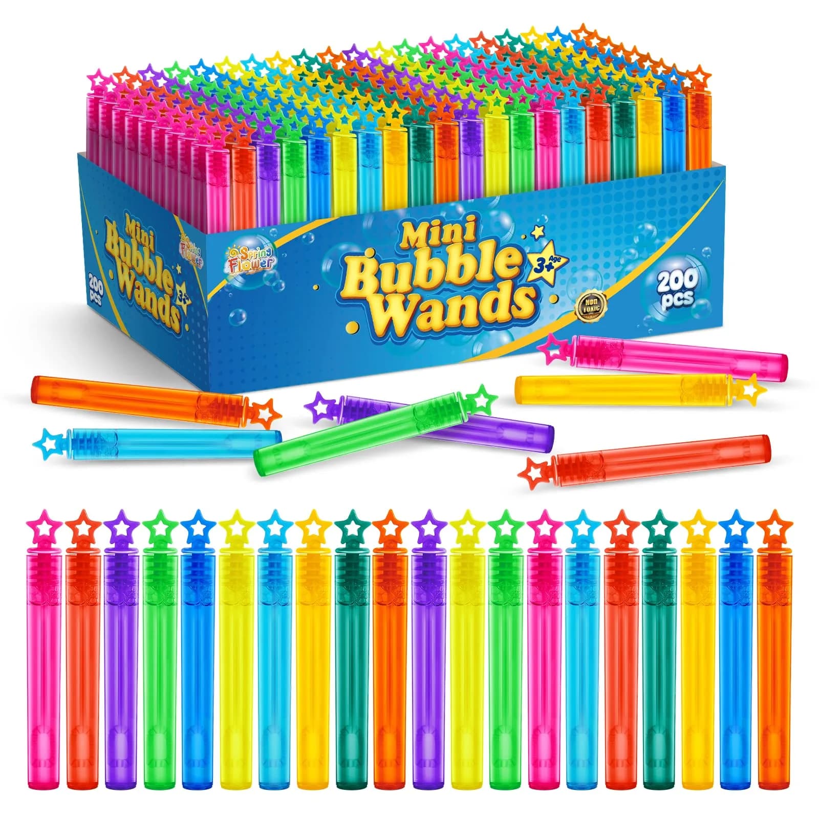 SpringFlower Bubble Wands 500 pcs | Bright Colors & Safe for Kids (70-120 chars) — Multicolored