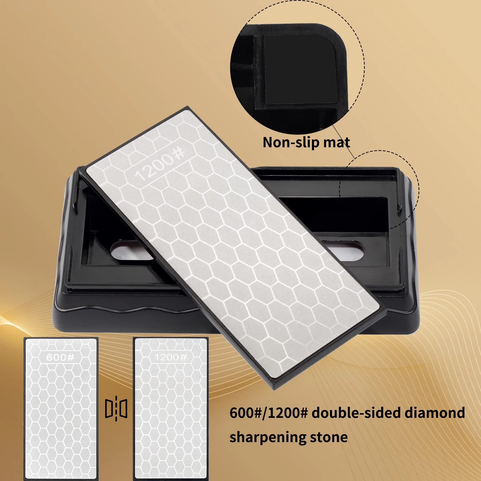 CWOVRS Diamond Sharpening Plate M (7") 600/1200 Grit Double-Sided with Non-Slip Base - view 3