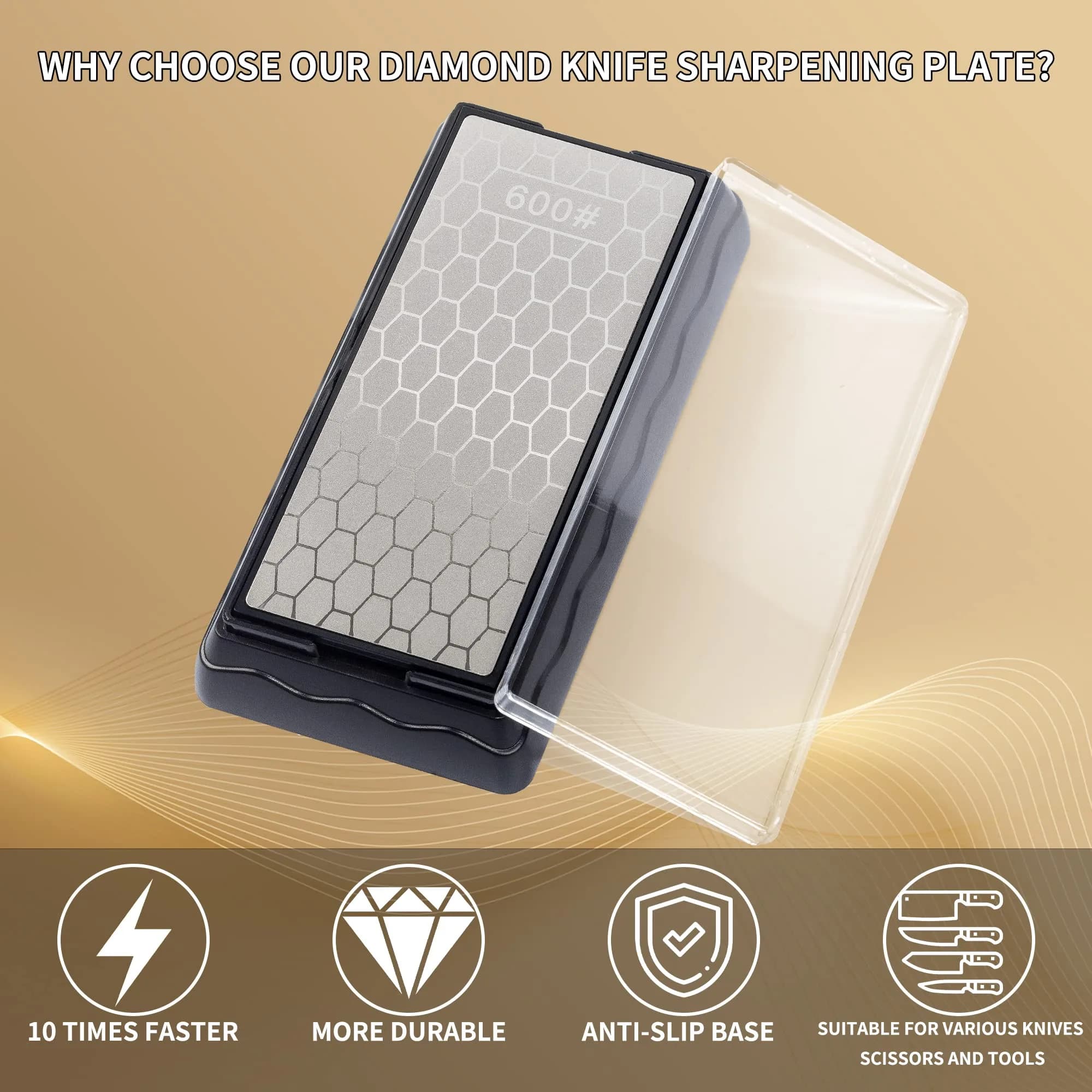 CWOVRS Diamond Sharpening Plate M (7") 600/1200 Grit Double-Sided with Non-Slip Base - view 4