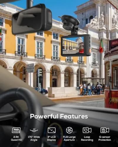 iZEEKER 2.5K Dash Cam Front, 1440P QHD Car Camera with 3" IPS Display | Wide-Angle, Night Vision, Loop & Emergency Recording thumbnail 2