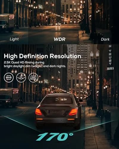 iZEEKER 2.5K Dash Cam Front, 1440P QHD Car Camera with 3" IPS Display | Wide-Angle, Night Vision, Loop & Emergency Recording thumbnail 3