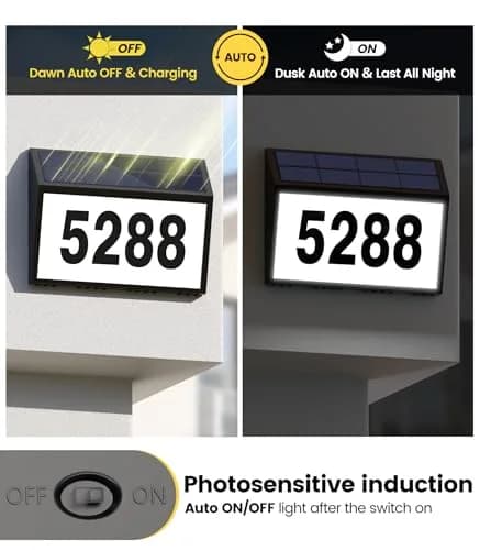 GEAGMAGC Solar Address Sign with LED Illumination | Waterproof House Numbers for Yard & Street thumbnail 4