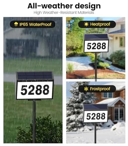 GEAGMAGC Solar Address Sign with LED Illumination | Waterproof House Numbers for Yard & Street thumbnail 8