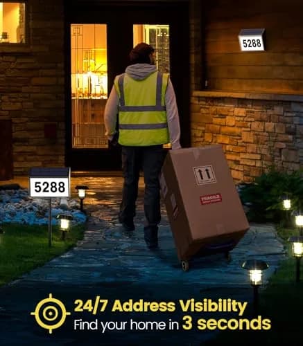 GEAGMAGC Solar Address Sign with LED Illumination | Waterproof House Numbers for Yard & Street thumbnail 2