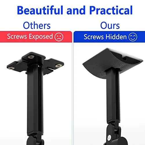 Aiweiwa Speaker Wall Mount for Samsung SWA-9500S/ZA Rear Speakers | Tilt Swivel Adjustable Metal Bracket (Black) thumbnail 6
