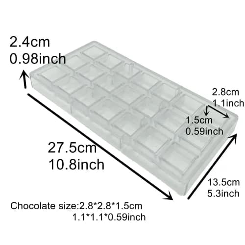 Goldbaking Square Chocolate Mould Polycarbonate 21 Cavities | Artisan Candy & Ice Cube Mold thumbnail 2