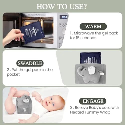 Cuckool Baby Colic and Gas Relief Heated Tummy Wrap with Gel Pack | 15.5-22 Inch Waist thumbnail 6