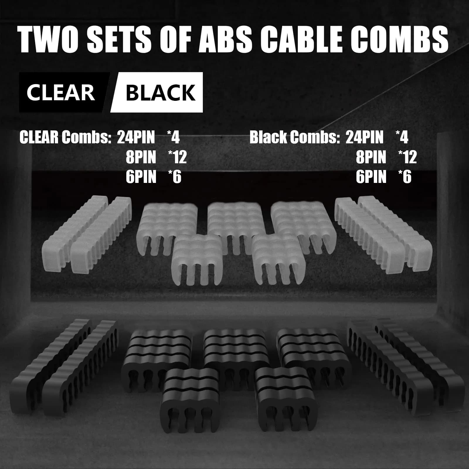 ABNO1 PSU Cable Extension Kit with Combs - 30cm Red Sleeved Cables | 1x24Pin ATX, 1x8Pin EPS, 2x8Pin PCI-E - view 2