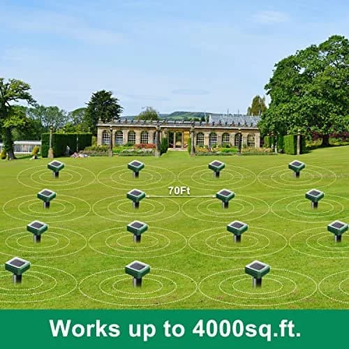 USKICH Solar Powered Mole Repellent Spikes, 10 Pack Ultrasonic Vole Deterrent for Garden & Yard thumbnail 4