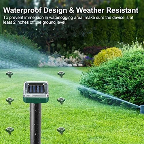 USKICH Solar Powered Mole Repellent Spikes, 10 Pack Ultrasonic Vole Deterrent for Garden & Yard thumbnail 5