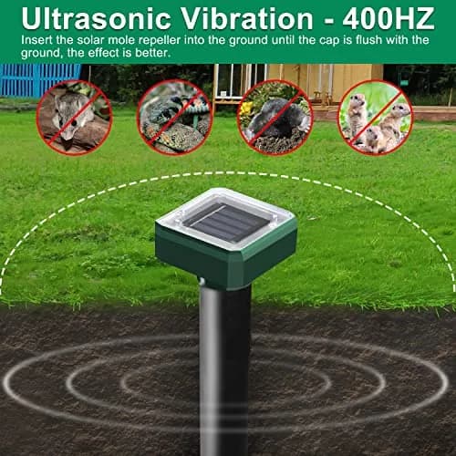 USKICH Solar Powered Mole Repellent Spikes, 10 Pack Ultrasonic Vole Deterrent for Garden & Yard thumbnail 3